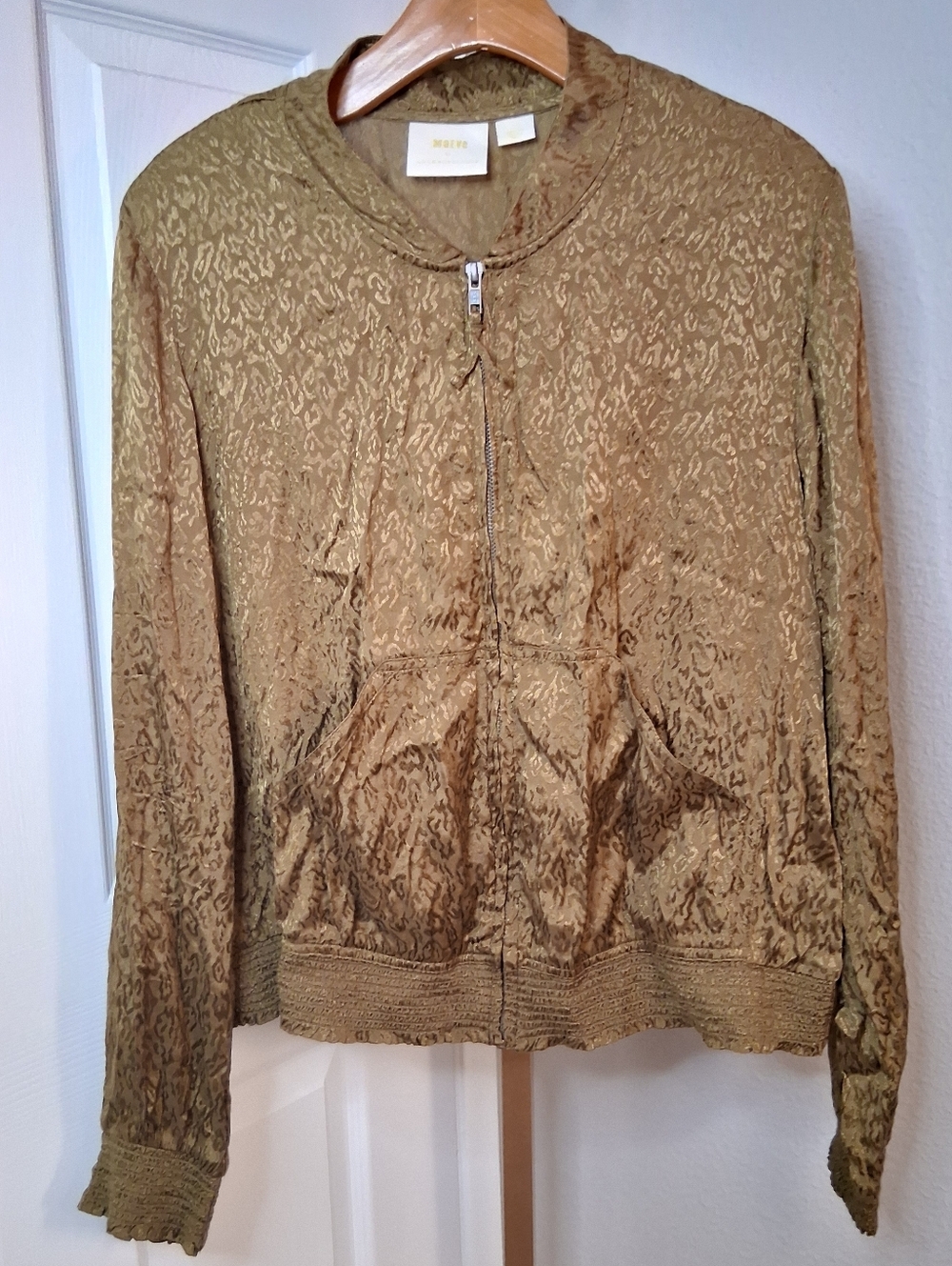 Maeve By Anthropologie Blouse Jacket Large Zip Up Silky